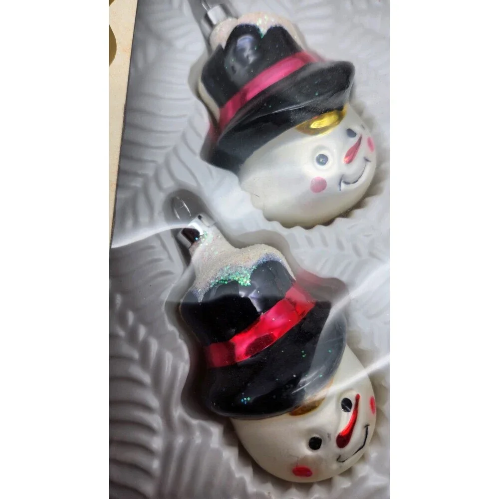 Glass Snowman  Ornaments (4) Christmas Vintage 2002 Bradley Holiday Tree